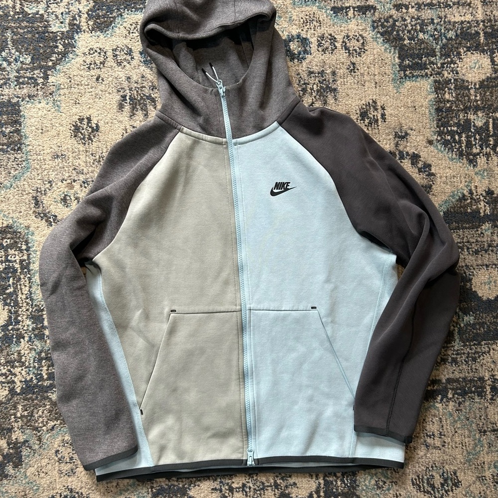 Nike Tech Fleece Full Zip Hoodie Jacket Grey Blue Color Block Men’s Large 2018